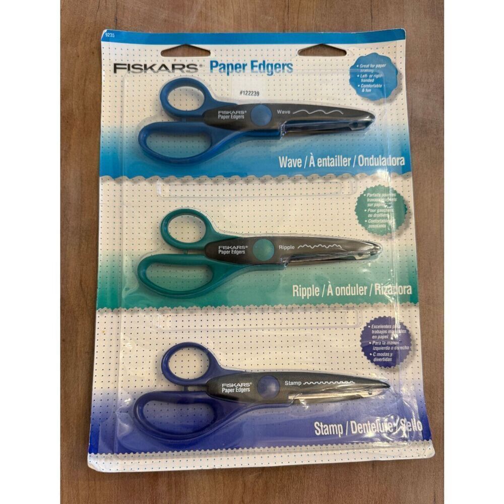 NEW Set 3 Fiskars Photo Scrapbook Paper Edgers Scissors Wave Ripple‎ Stamp